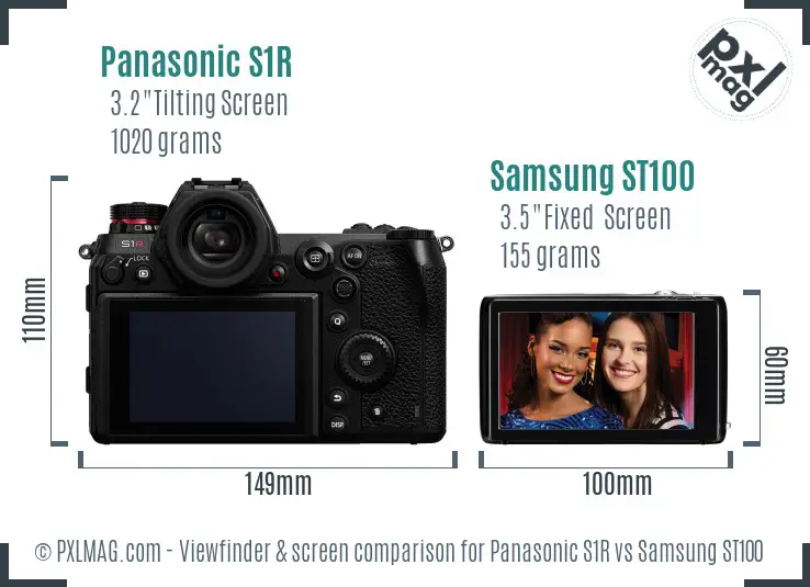 Panasonic S1R vs Samsung ST100 Screen and Viewfinder comparison