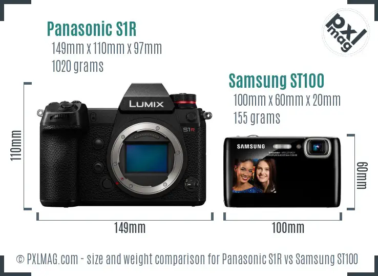 Panasonic S1R vs Samsung ST100 size comparison