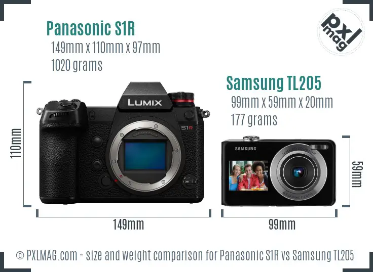 Panasonic S1R vs Samsung TL205 size comparison Panasonic S1R vs Samsung TL205 size comparison