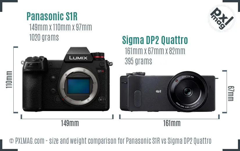 Panasonic S1R vs Sigma DP2 Quattro size comparison