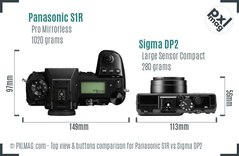 Panasonic S1R vs Sigma DP2 top view buttons comparison Panasonic S1R vs Sigma DP2 top view buttons comparison