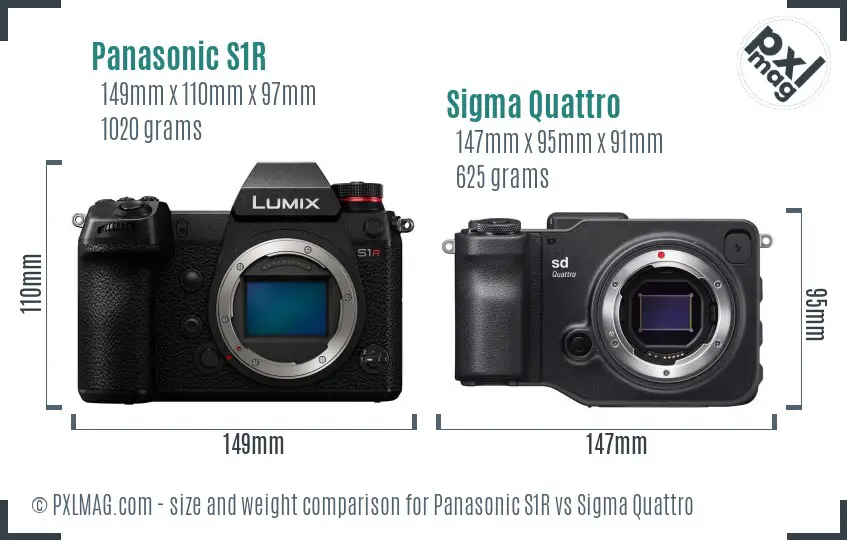 Panasonic S1R vs Sigma Quattro size comparison