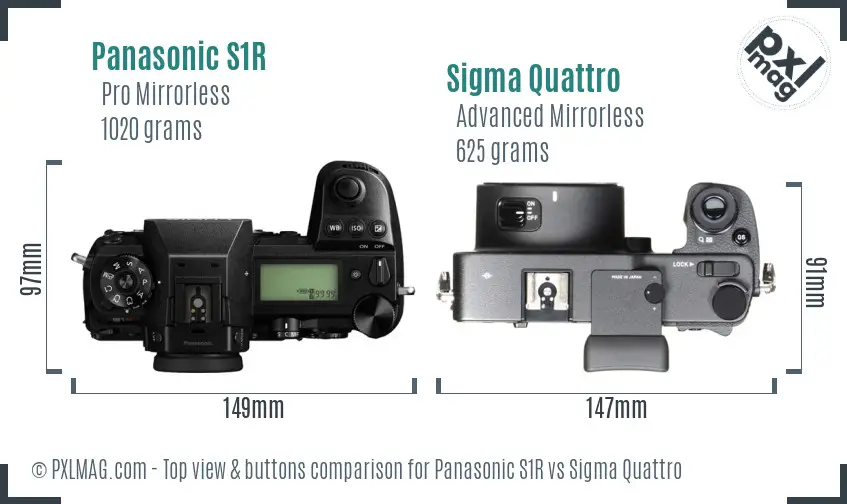 Panasonic S1R vs Sigma Quattro top view buttons comparison