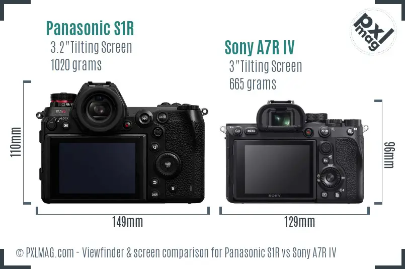 Panasonic S1R vs Sony A7R IV Screen and Viewfinder comparison