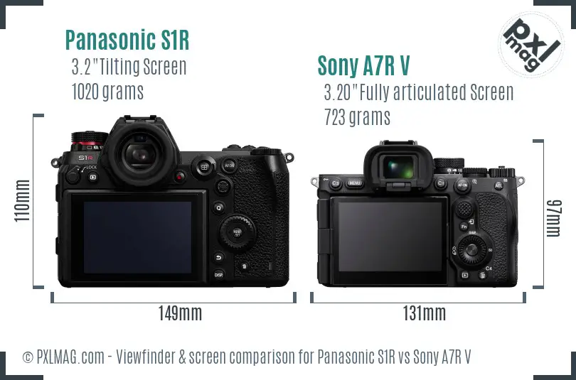 Panasonic S1R vs Sony A7R V Screen and Viewfinder comparison
