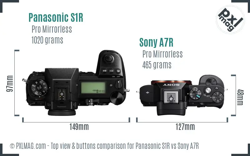 Panasonic S1R vs Sony A7R top view buttons comparison