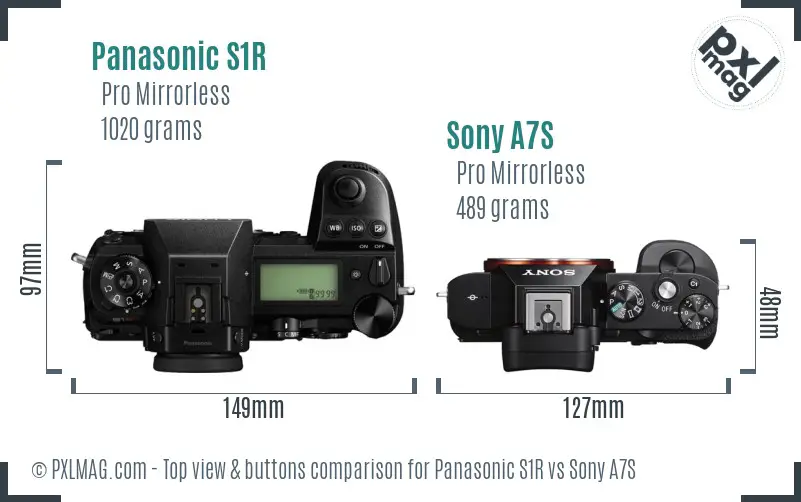 Panasonic S1R vs Sony A7S top view buttons comparison Panasonic S1R vs Sony A7S top view buttons comparison