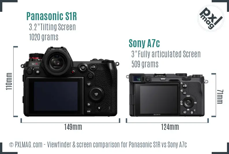 Panasonic S1R vs Sony A7c Screen and Viewfinder comparison