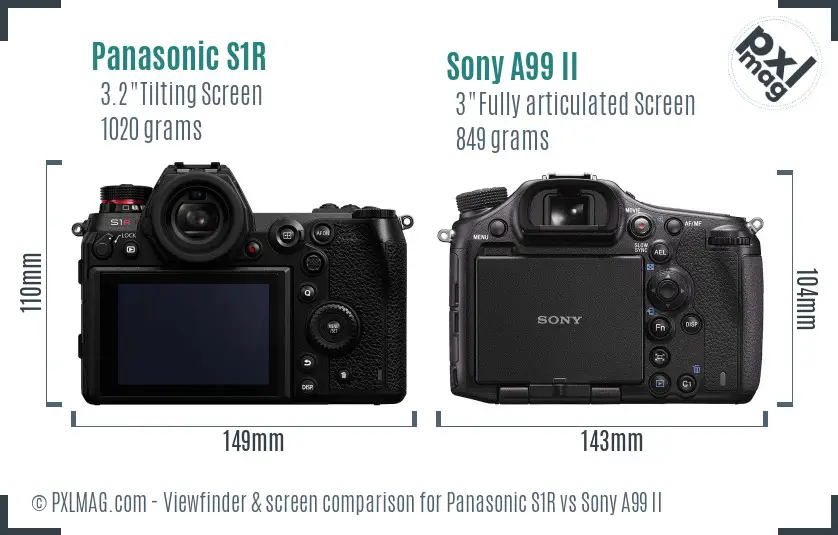 Panasonic S1R vs Sony A99 II Screen and Viewfinder comparison