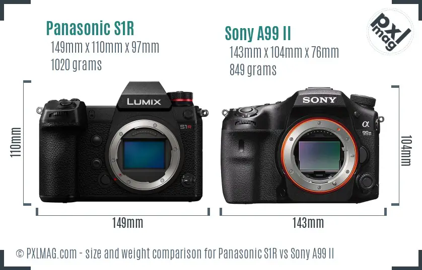 Panasonic S1R vs Sony A99 II size comparison