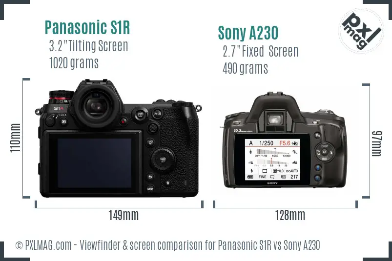 Panasonic S1R vs Sony A230 Screen and Viewfinder comparison