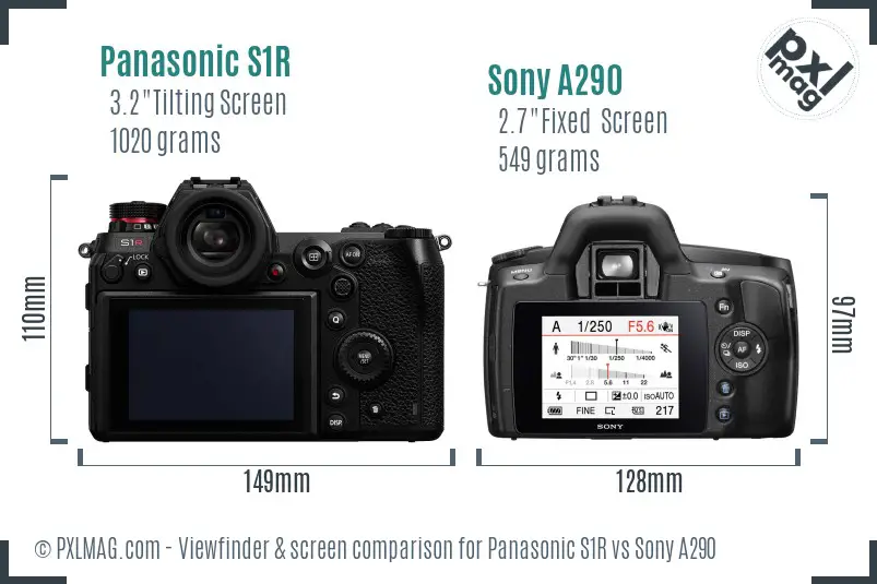 Panasonic S1R vs Sony A290 Screen and Viewfinder comparison