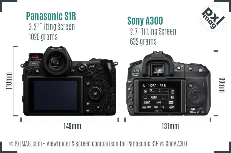 Panasonic S1R vs Sony A300 Screen and Viewfinder comparison