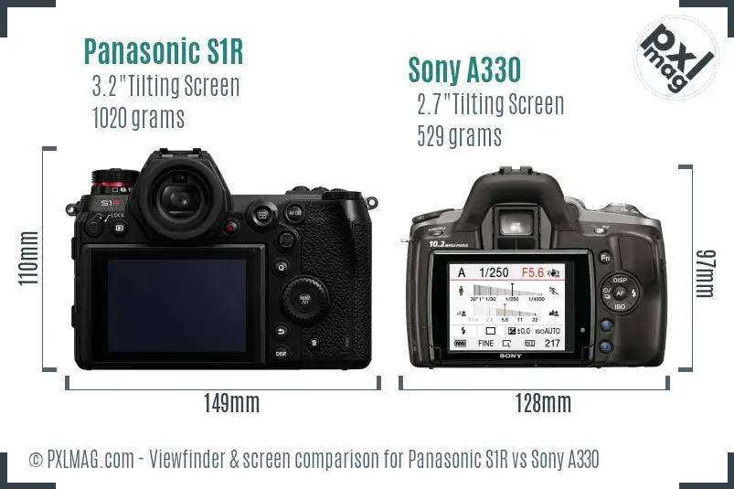 Panasonic S1R vs Sony A330 Screen and Viewfinder comparison