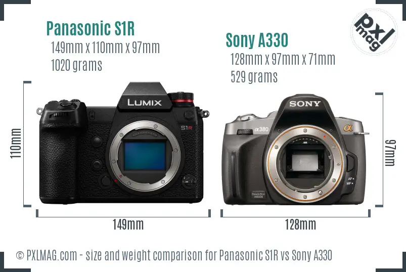Panasonic S1R vs Sony A330 size comparison