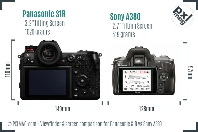 Panasonic S1R vs Sony A380 Screen and Viewfinder comparison
