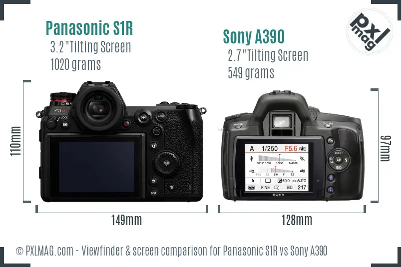 Panasonic S1R vs Sony A390 Screen and Viewfinder comparison