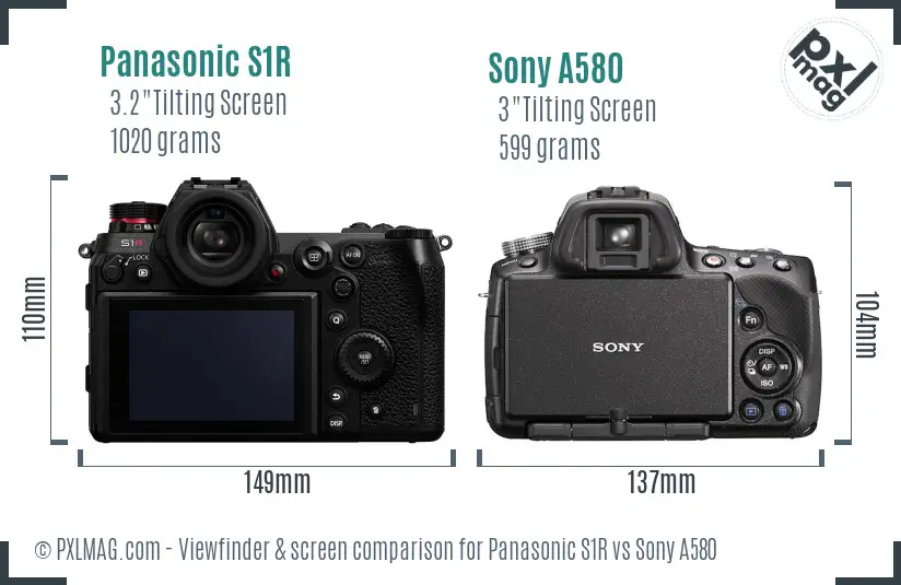 Panasonic S1R vs Sony A580 Screen and Viewfinder comparison