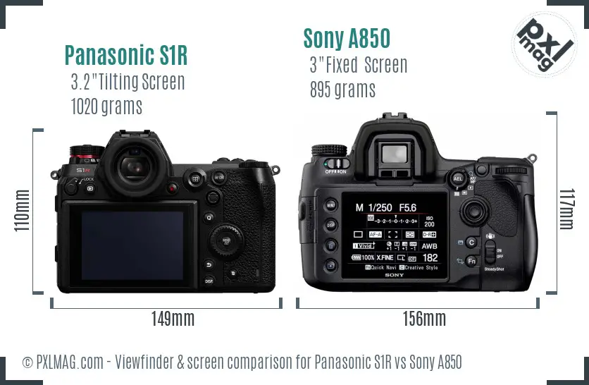 Panasonic S1R vs Sony A850 Screen and Viewfinder comparison