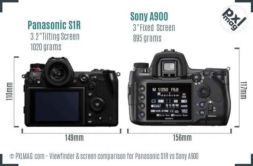 Panasonic S1R vs Sony A900 Screen and Viewfinder comparison