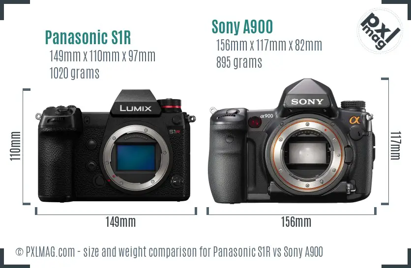 Panasonic S1R vs Sony A900 size comparison