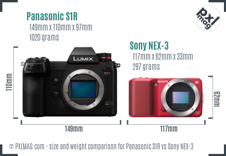 Panasonic S1R vs Sony NEX-3 size comparison