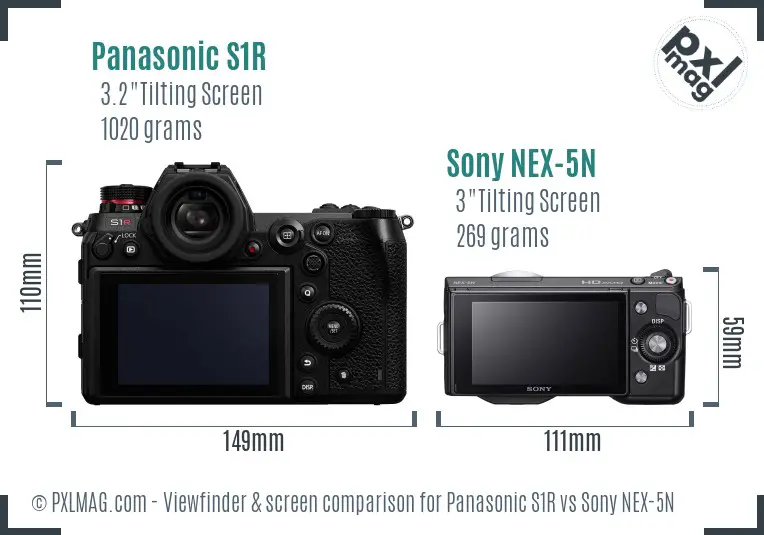 Panasonic S1R vs Sony NEX-5N Screen and Viewfinder comparison