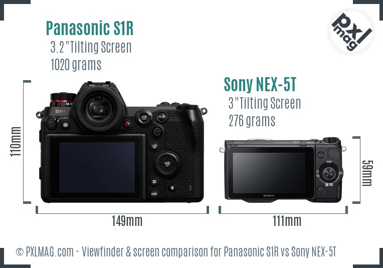 Panasonic S1R vs Sony NEX-5T Screen and Viewfinder comparison