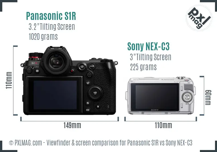 Panasonic S1R vs Sony NEX-C3 Screen and Viewfinder comparison