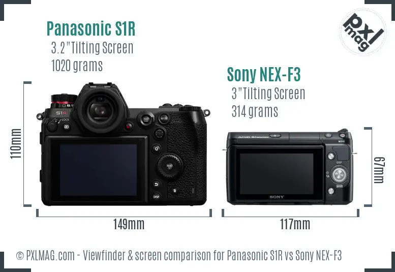 Panasonic S1R vs Sony NEX-F3 Screen and Viewfinder comparison