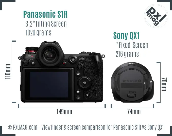 Panasonic S1R vs Sony QX1 Screen and Viewfinder comparison