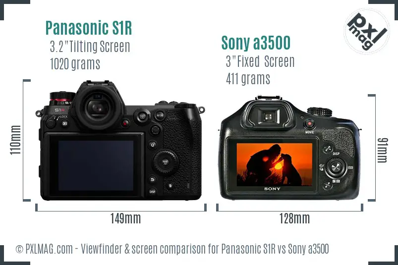 Panasonic S1R vs Sony a3500 Screen and Viewfinder comparison