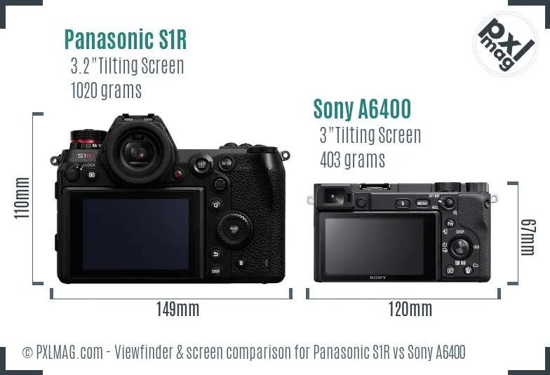 Panasonic S1R vs Sony A6400 Screen and Viewfinder comparison