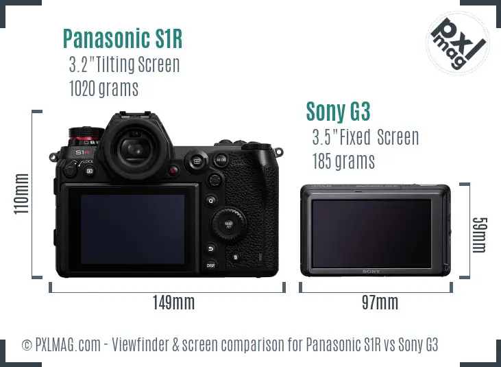 Panasonic S1R vs Sony G3 Screen and Viewfinder comparison