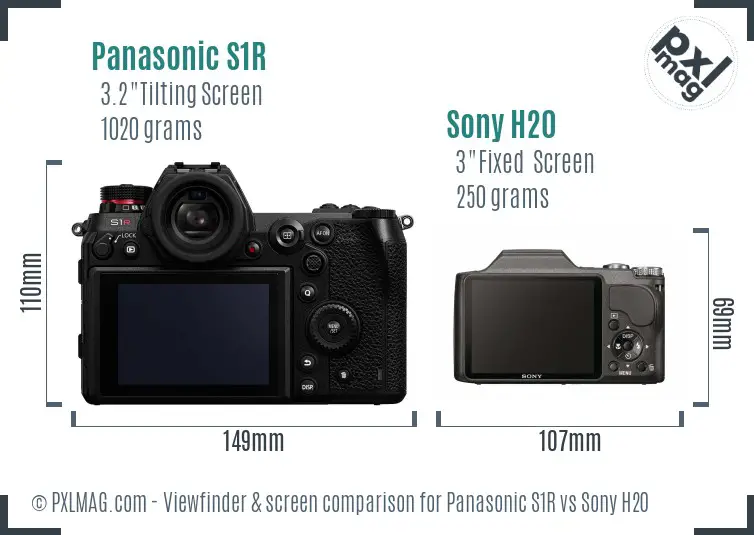 Panasonic S1R vs Sony H20 Screen and Viewfinder comparison