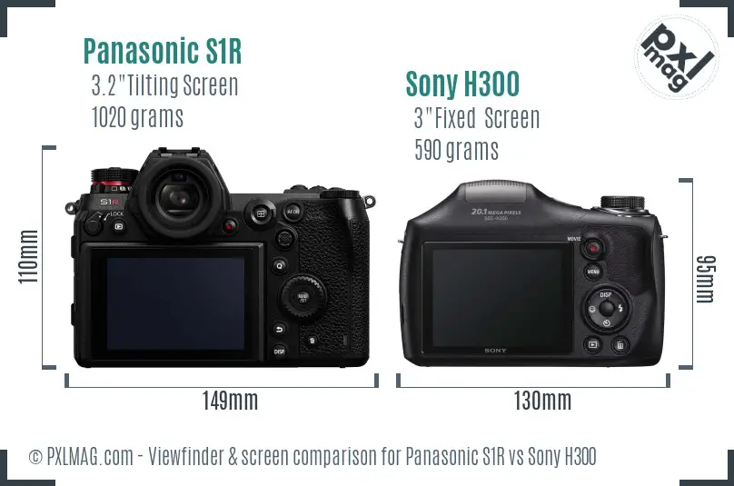 Panasonic S1R vs Sony H300 Screen and Viewfinder comparison