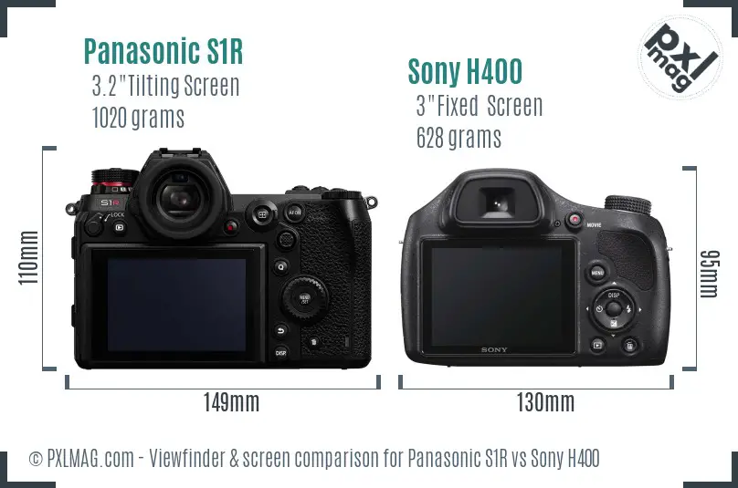 Panasonic S1R vs Sony H400 Screen and Viewfinder comparison