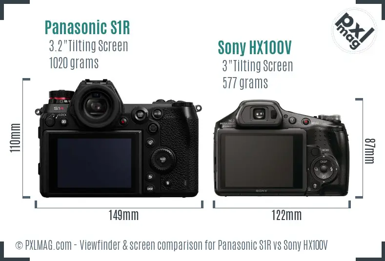 Panasonic S1R vs Sony HX100V Screen and Viewfinder comparison