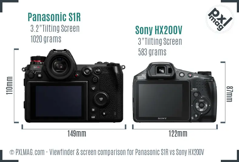 Panasonic S1R vs Sony HX200V Screen and Viewfinder comparison