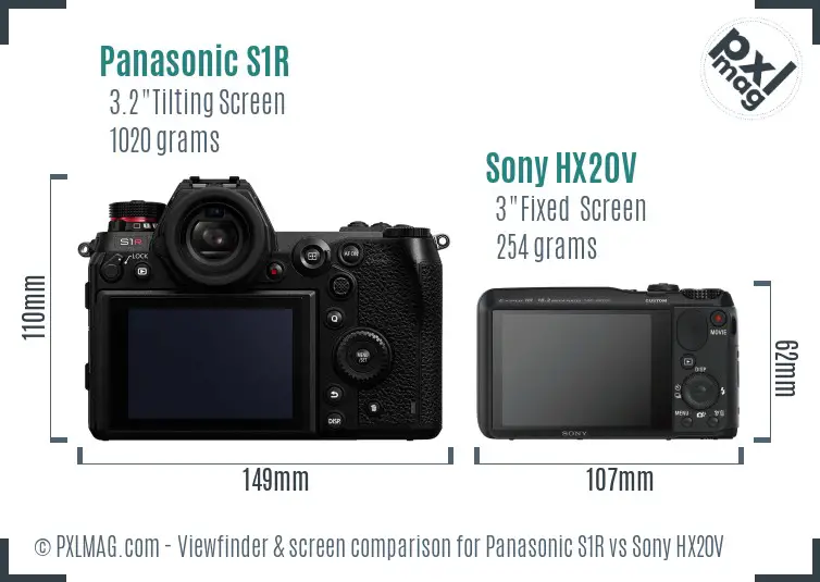 Panasonic S1R vs Sony HX20V Screen and Viewfinder comparison