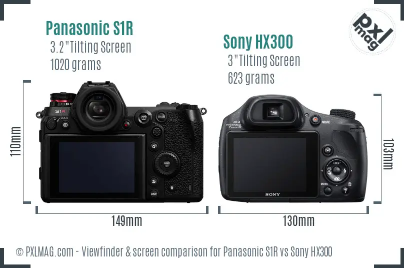 Panasonic S1R vs Sony HX300 Screen and Viewfinder comparison
