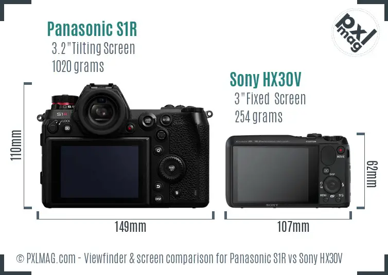 Panasonic S1R vs Sony HX30V Screen and Viewfinder comparison