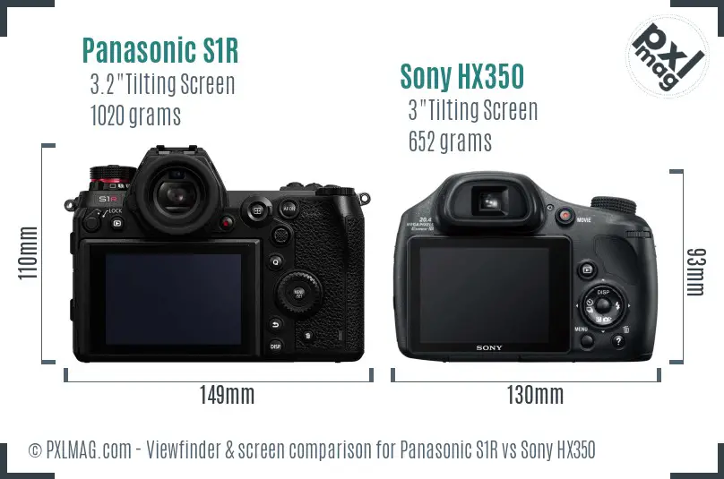 Panasonic S1R vs Sony HX350 Screen and Viewfinder comparison