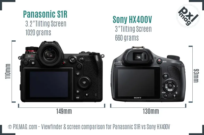 Panasonic S1R vs Sony HX400V Screen and Viewfinder comparison