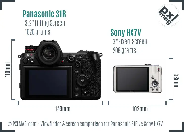 Panasonic S1R vs Sony HX7V Screen and Viewfinder comparison