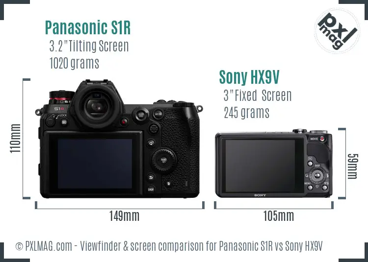 Panasonic S1R vs Sony HX9V Screen and Viewfinder comparison
