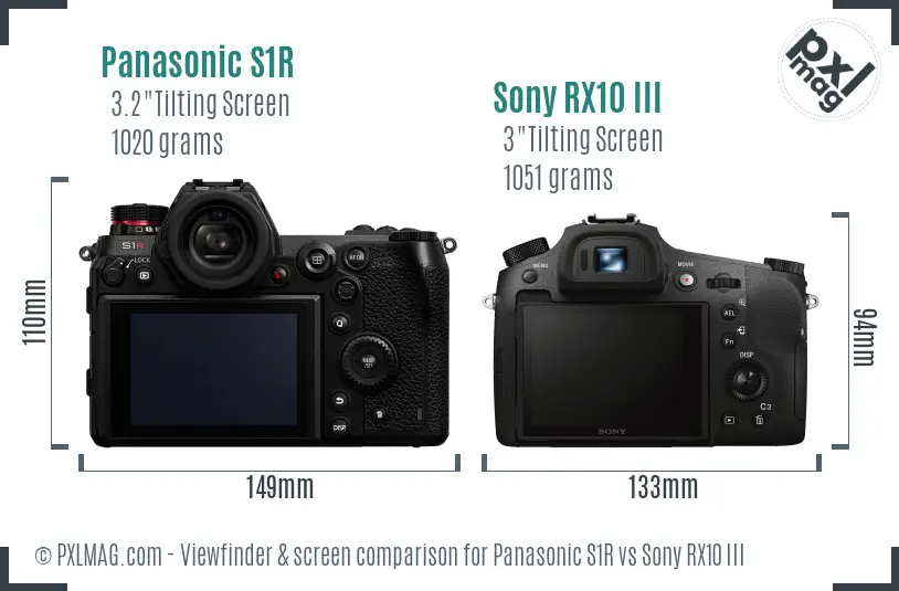 Panasonic S1R vs Sony RX10 III Screen and Viewfinder comparison