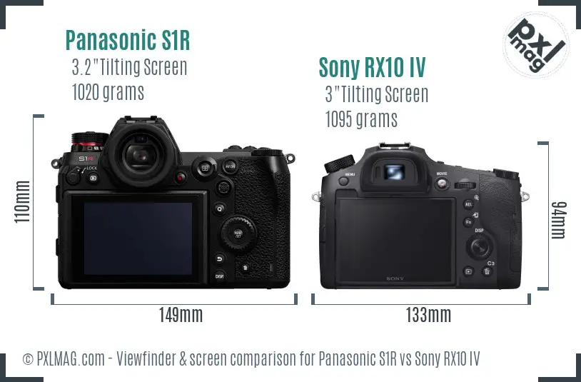 Panasonic S1R vs Sony RX10 IV Screen and Viewfinder comparison