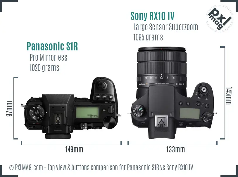 Panasonic S1R vs Sony RX10 IV top view buttons comparison