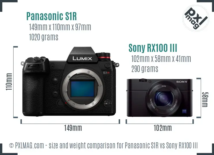 Panasonic S1R vs Sony RX100 III size comparison